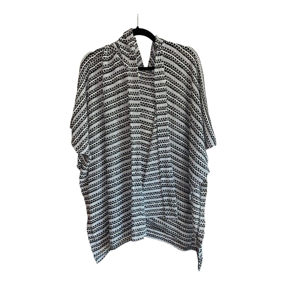 Hollister Hoodie Coverup Women One Size Kimono Tunic Side Slits White Black